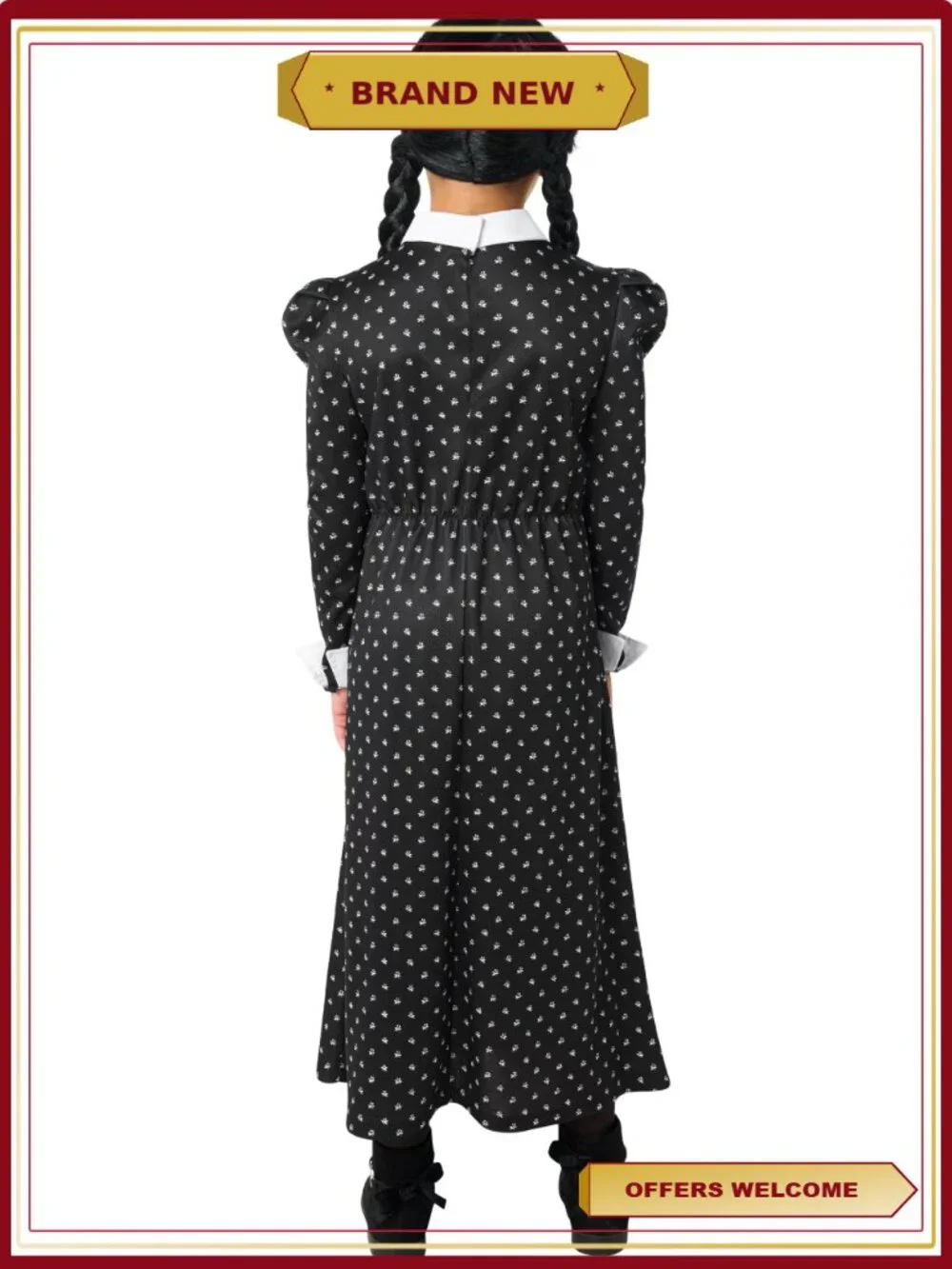 Wednesday Addams Costume Dress Girls L 10/12 Halloween Cosplay Dress Up